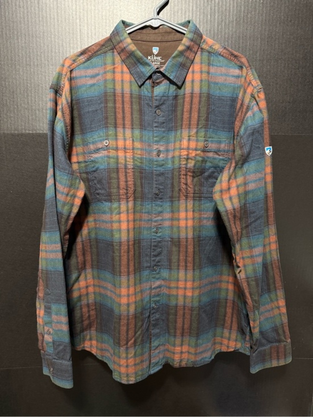 🪁Kühl Fugitive Blue Copper Plaid Flannel Shirt